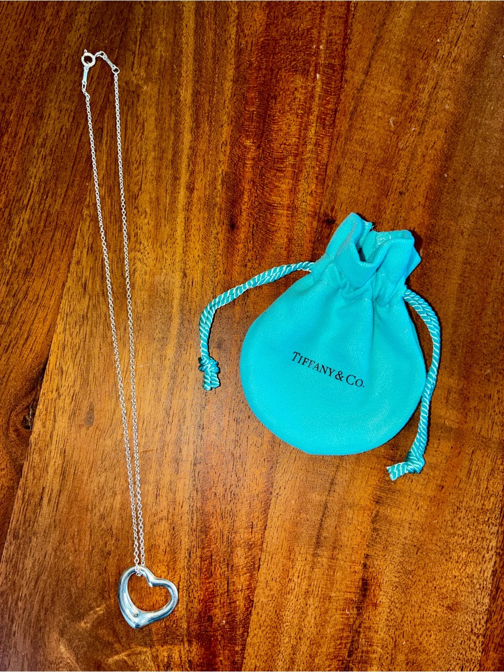 Tiffany & Co Elsa Peretti Open Heart Necklace Sterling Silver 925 Spain 16”